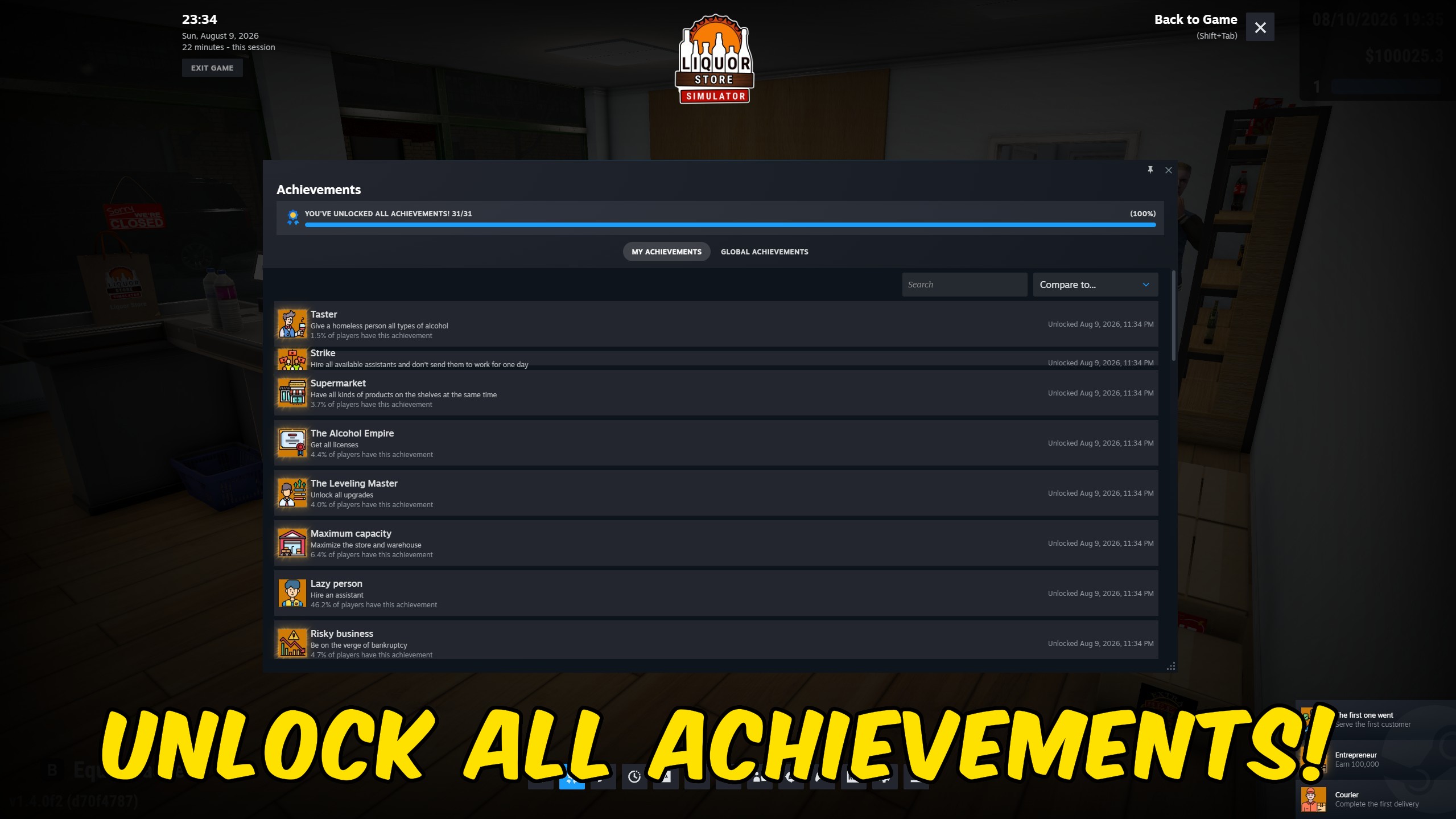 Liquor Store Simulator — Achievement Unlocker (screenshot 2)